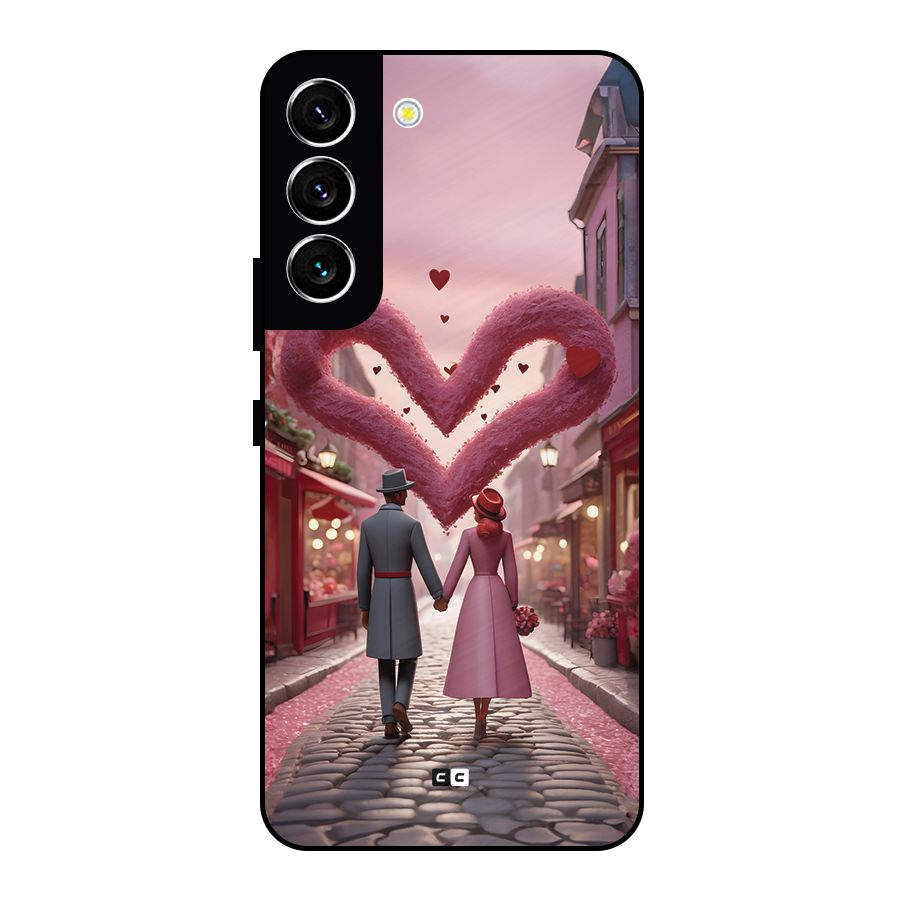 Valetines Couple Walking Metal Back Case for Galaxy S22 5G