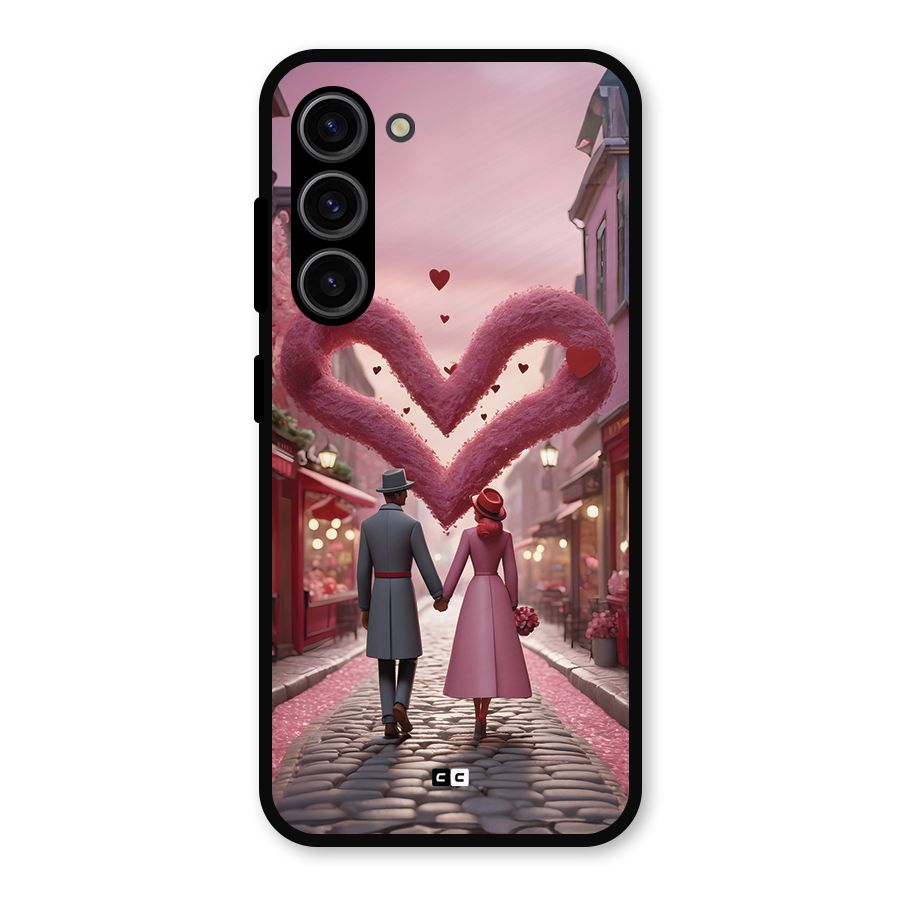 Valetines Couple Walking Metal Back Case for Galaxy S23