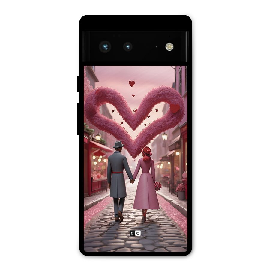 Valetines Couple Walking Metal Back Case for Google Pixel 6