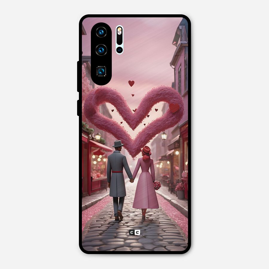 Valetines Couple Walking Metal Back Case for Huawei P30 Pro