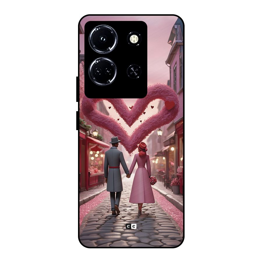 Valetines Couple Walking Metal Back Case for Infinix Note 30 5G
