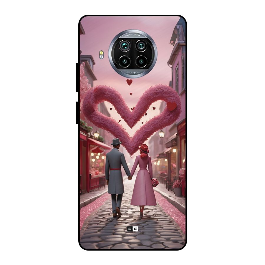 Valetines Couple Walking Metal Back Case for Mi 10i