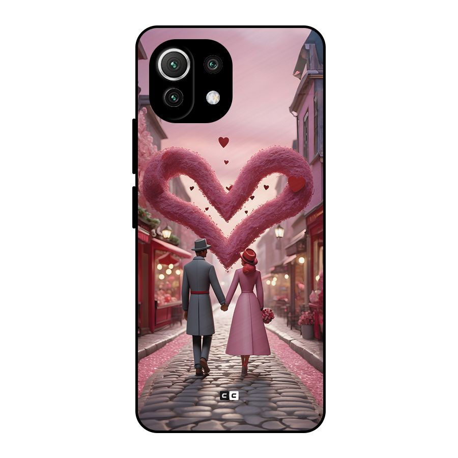 Valetines Couple Walking Metal Back Case for Mi 11 Lite