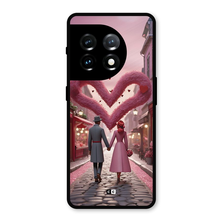 Valetines Couple Walking Metal Back Case for OnePlus 11