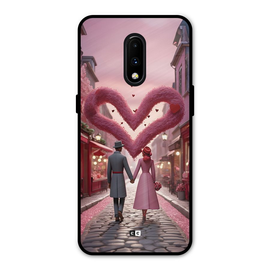 Valetines Couple Walking Metal Back Case for OnePlus 7