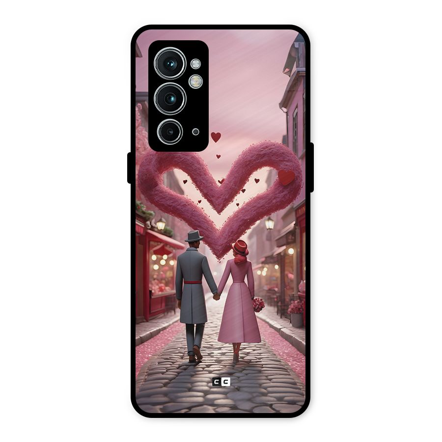 Valetines Couple Walking Metal Back Case for OnePlus 9RT 5G