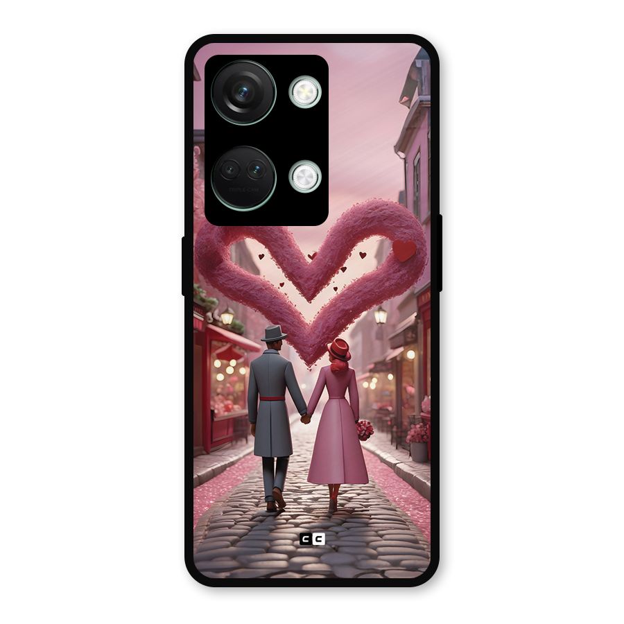 Valetines Couple Walking Metal Back Case for OnePlus Nord 3
