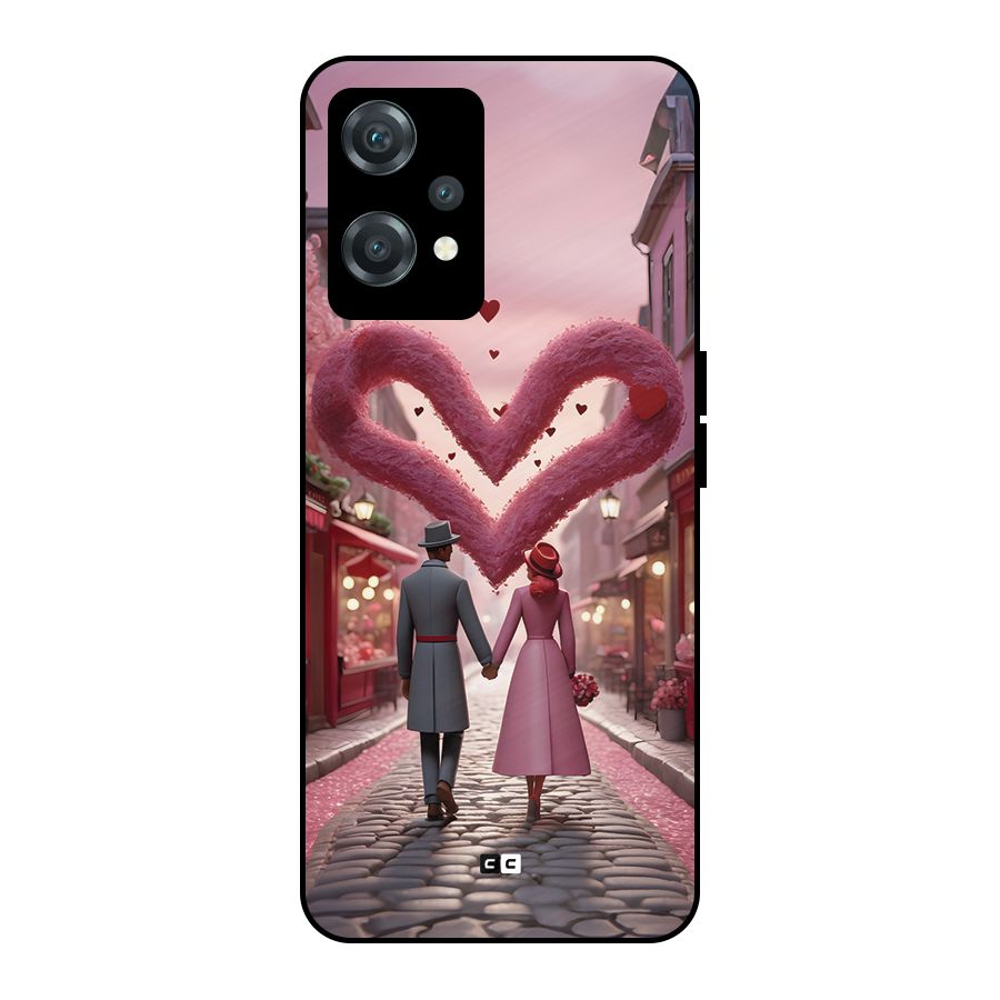 Valetines Couple Walking Metal Back Case for OnePlus Nord CE 2 Lite 5G