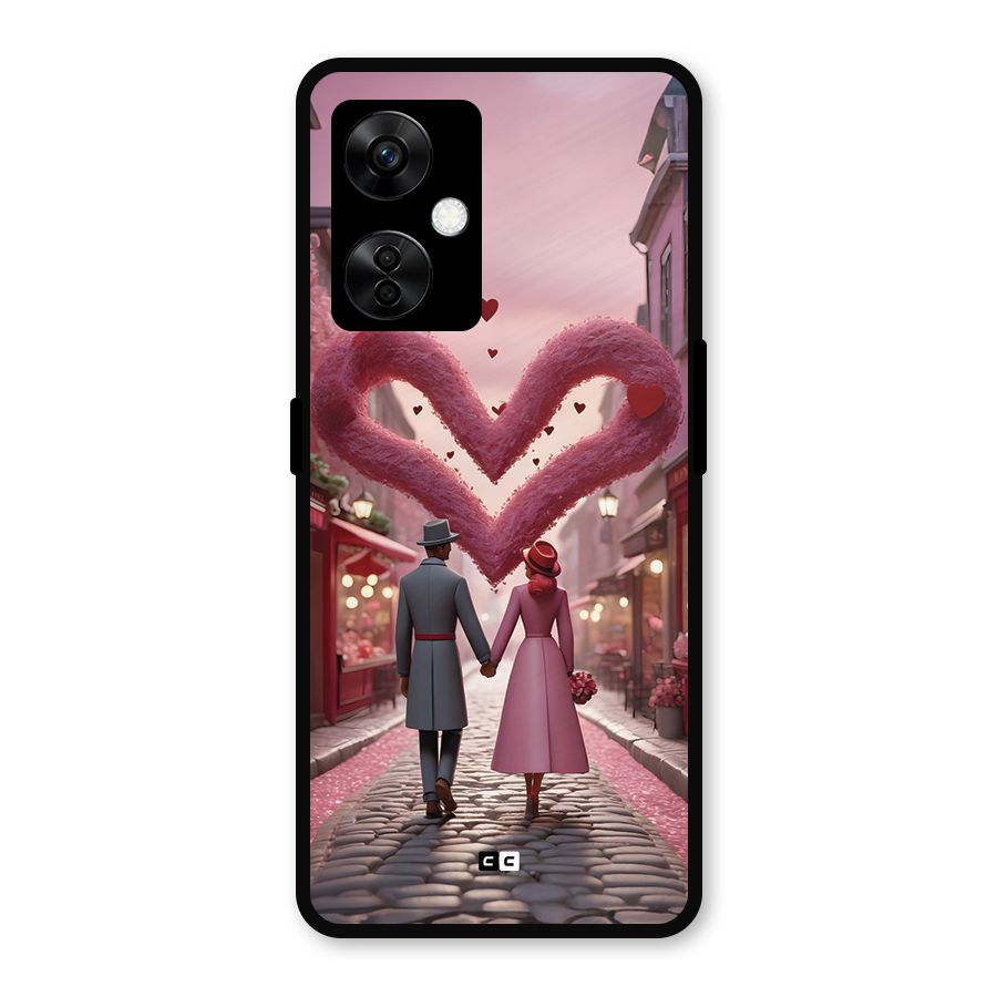 Valetines Couple Walking Metal Back Case for OnePlus Nord CE 3 Lite