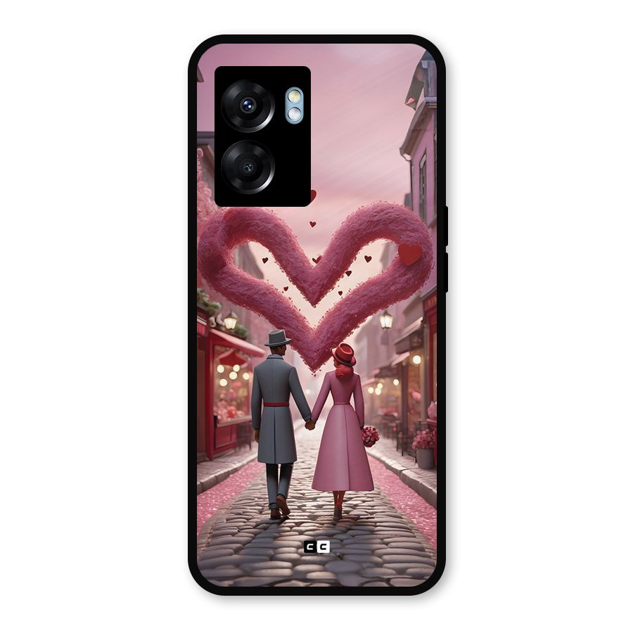 Valetines Couple Walking Metal Back Case for Oppo K10 (5G)