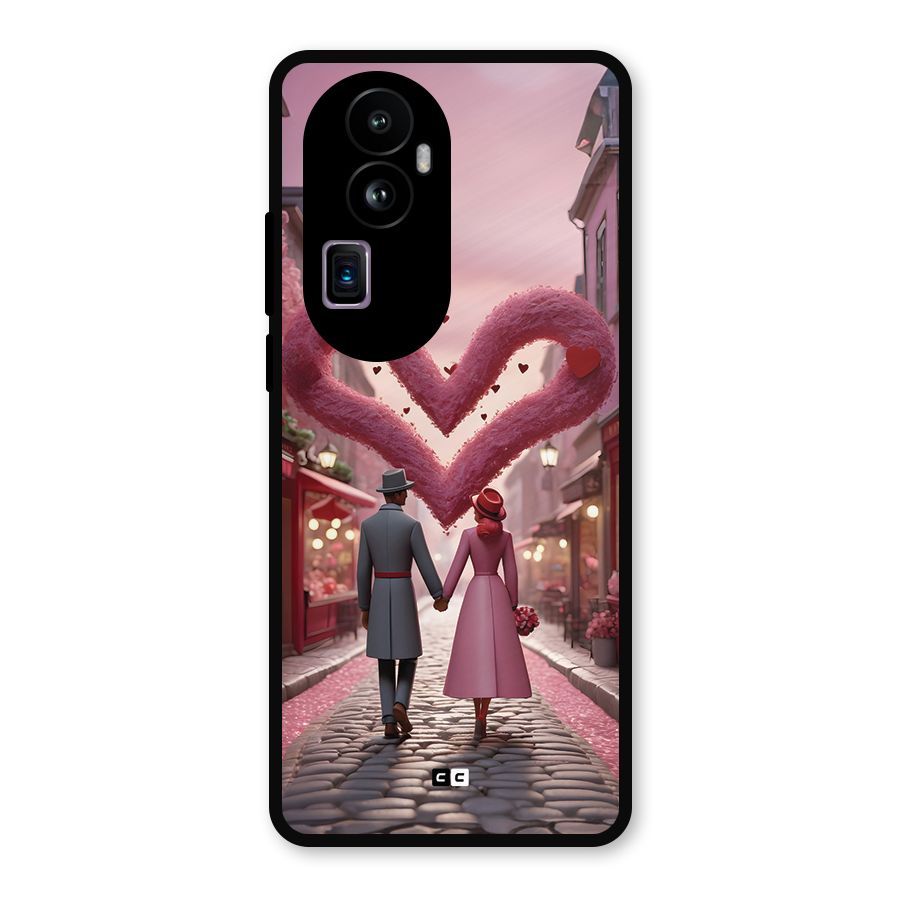 Valetines Couple Walking Metal Back Case for Oppo Reno10 Pro Plus