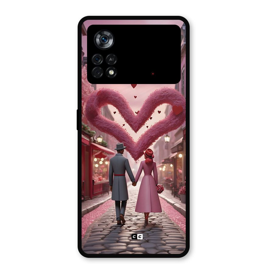 Valetines Couple Walking Metal Back Case for Poco X4 Pro 5G