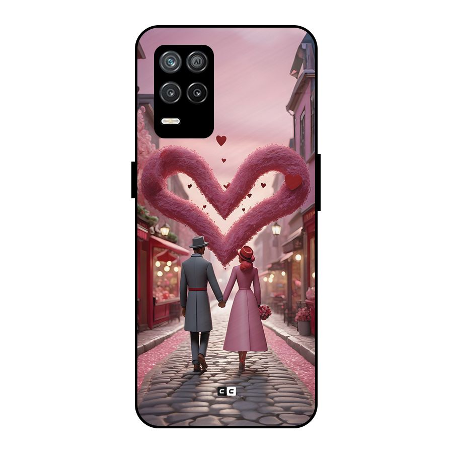 Valetines Couple Walking Metal Back Case for Realme 8 5G