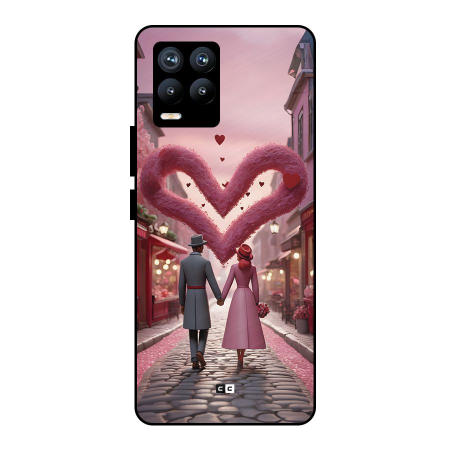 Valetines Couple Walking Metal Back Case for Realme 8 Pro