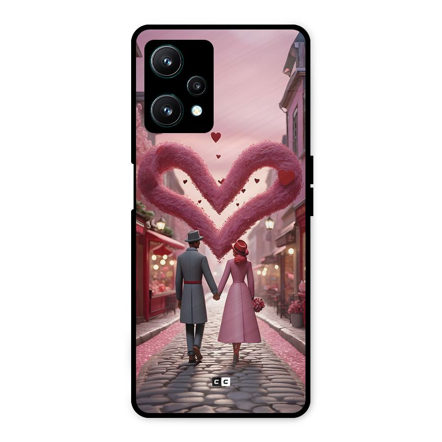 Valetines Couple Walking Metal Back Case for Realme 9 Pro 5G