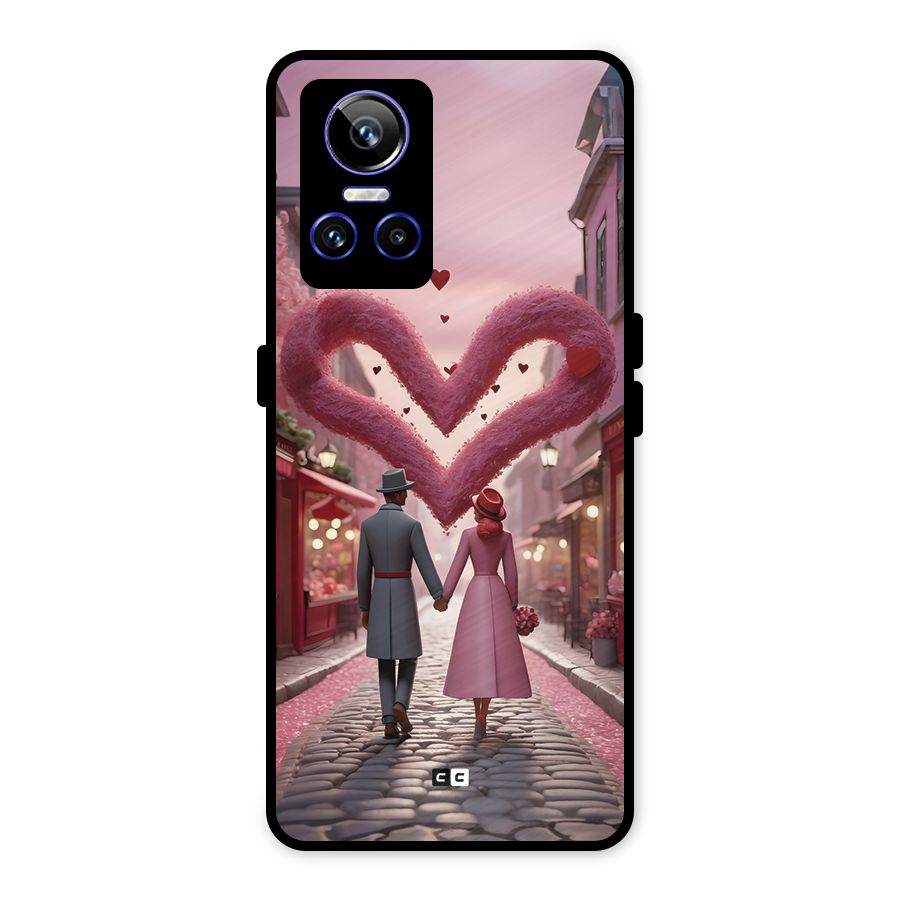 Valetines Couple Walking Metal Back Case for Realme GT Neo 3
