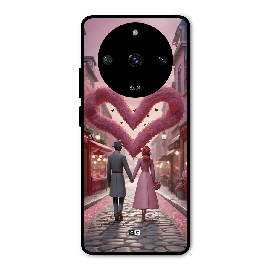 Valetines Couple Walking Metal Back Case for Realme Narzo 60 5G