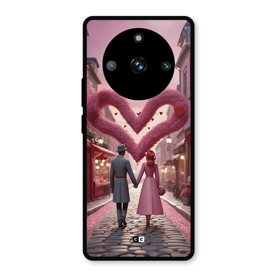Valetines Couple Walking Metal Back Case for Realme Narzo 60 Pro