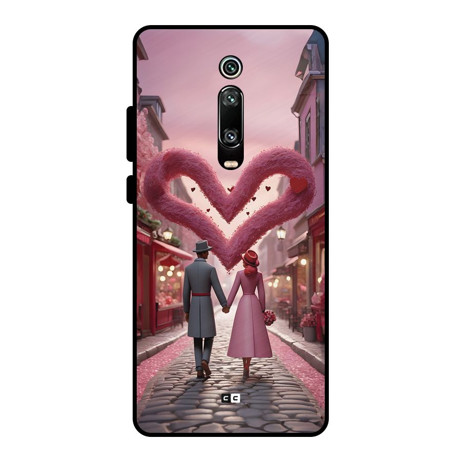 Valetines Couple Walking Metal Back Case for Redmi K20