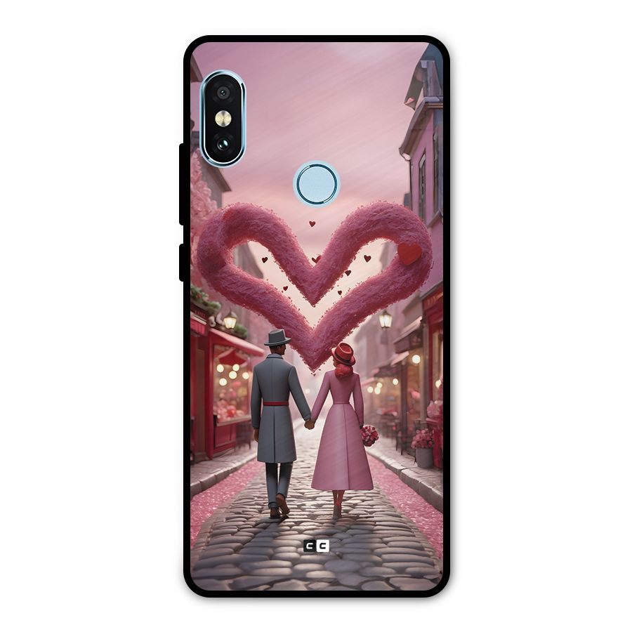 Valetines Couple Walking Metal Back Case for Redmi Note 5 Pro