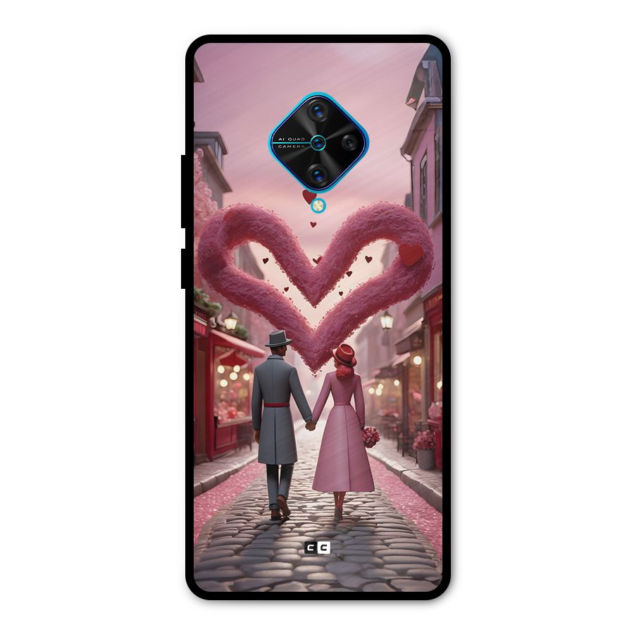 Valetines Couple Walking Metal Back Case for Vivo S1 Pro