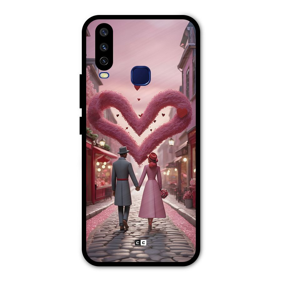 Valetines Couple Walking Metal Back Case for Vivo U10