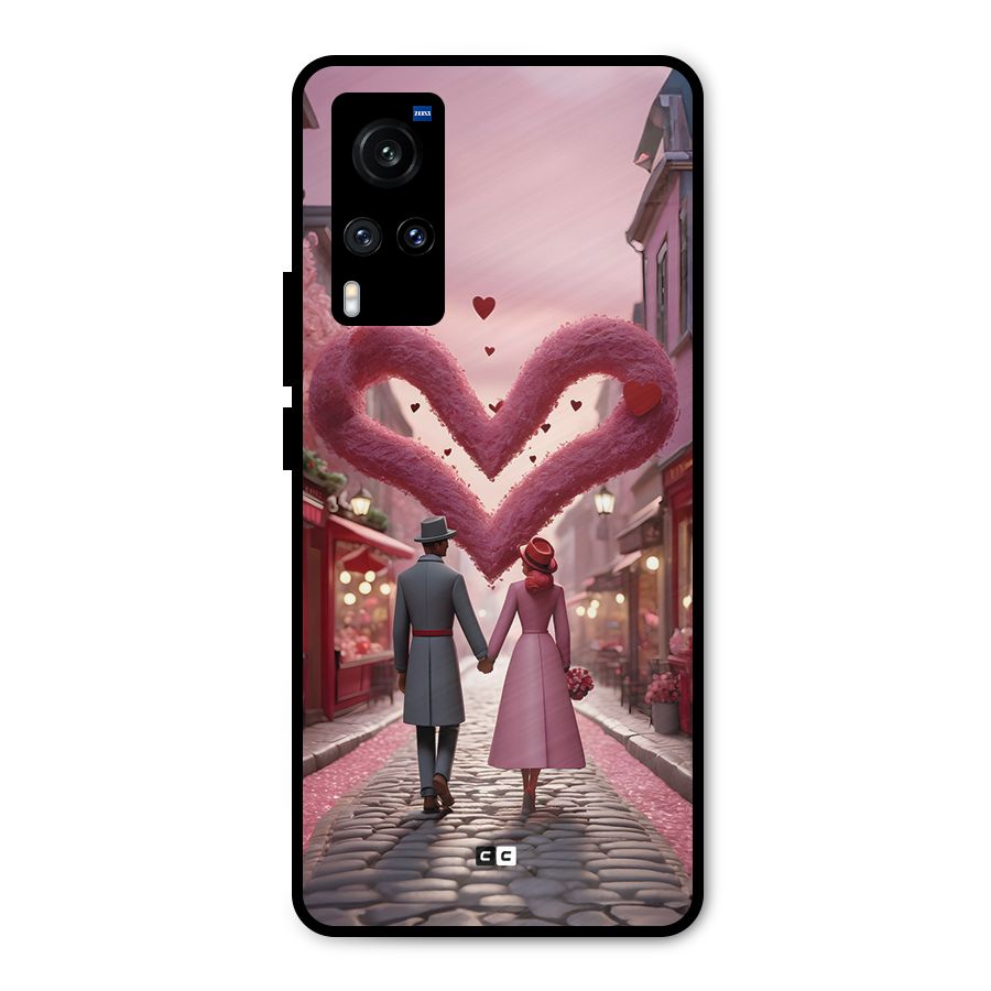 Valetines Couple Walking Metal Back Case for Vivo X60