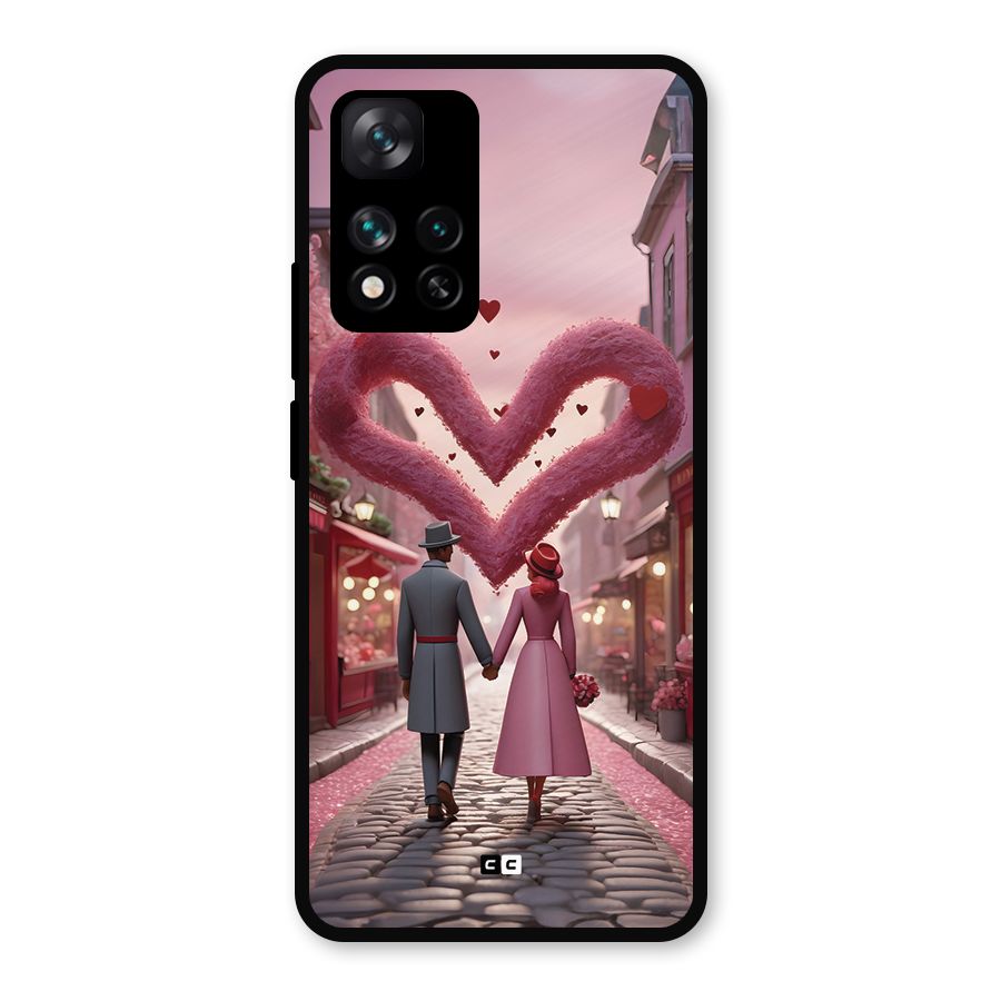 Valetines Couple Walking Metal Back Case for Xiaomi 11i Hypercharge 5G