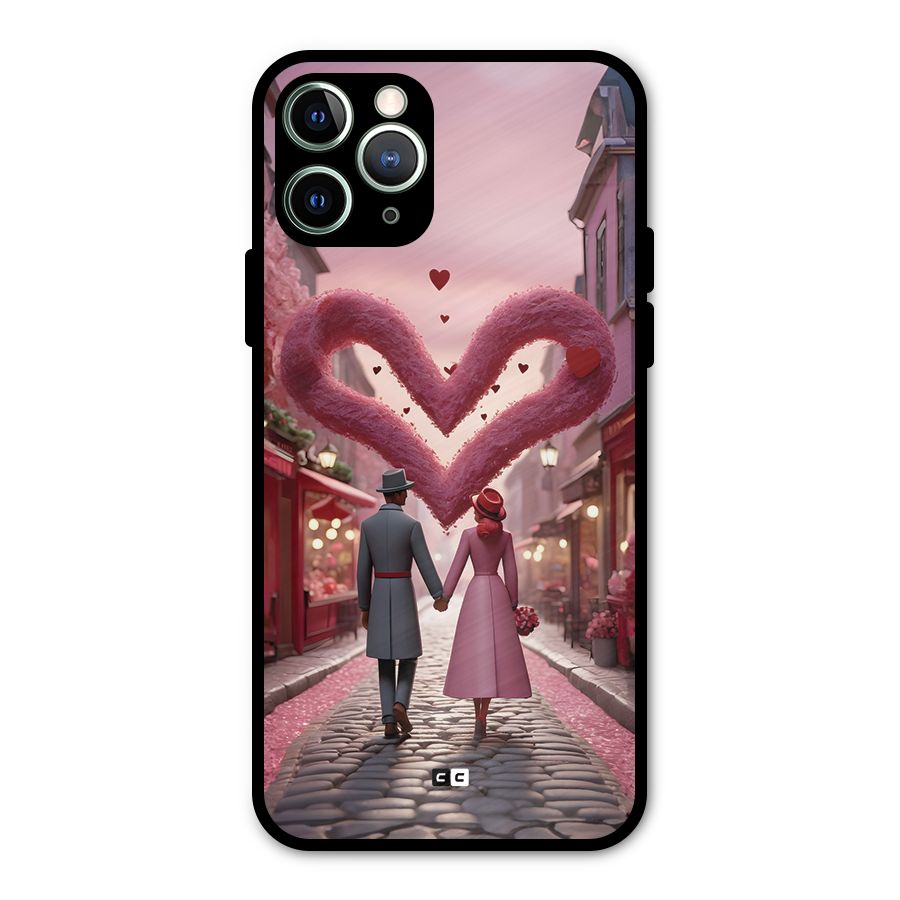 Valetines Couple Walking Metal Back Case for iPhone 11 Pro Max