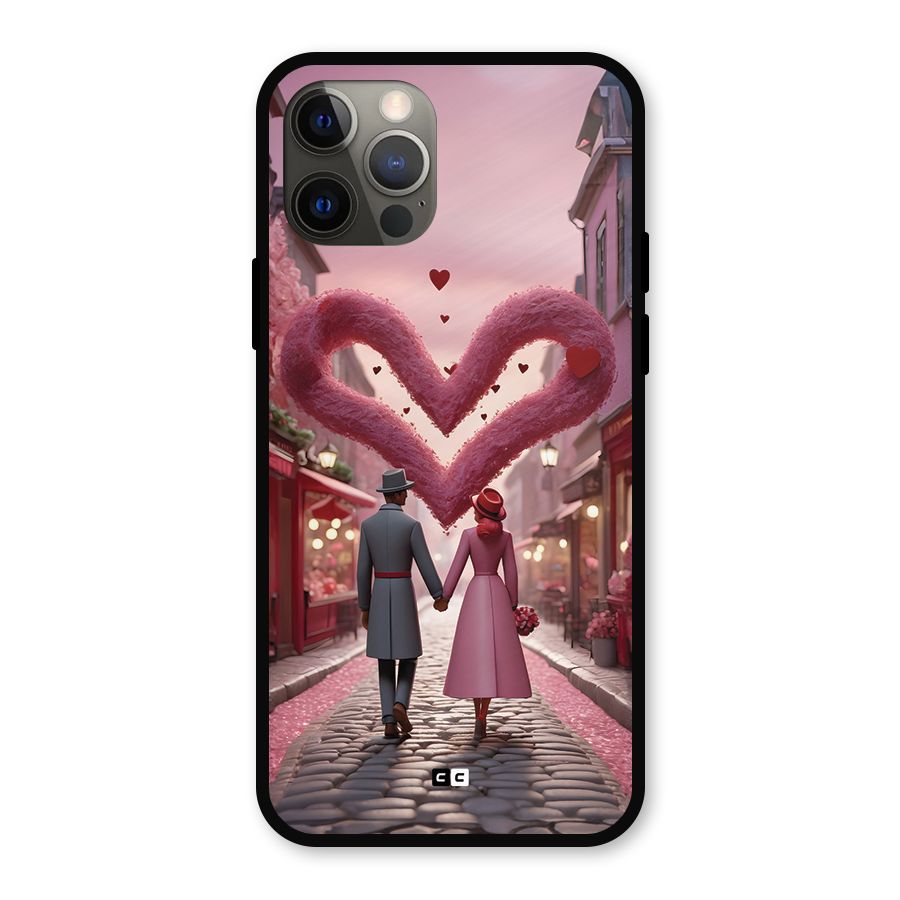 Valetines Couple Walking Metal Back Case for iPhone 12 Pro