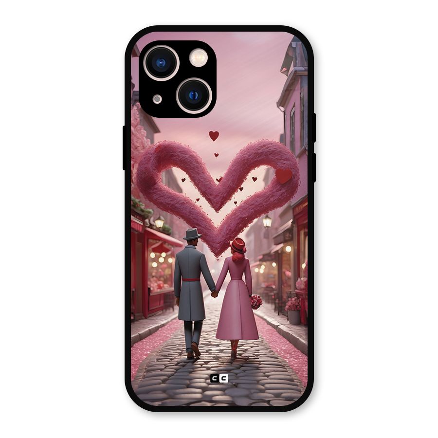 Valetines Couple Walking Metal Back Case for iPhone 13