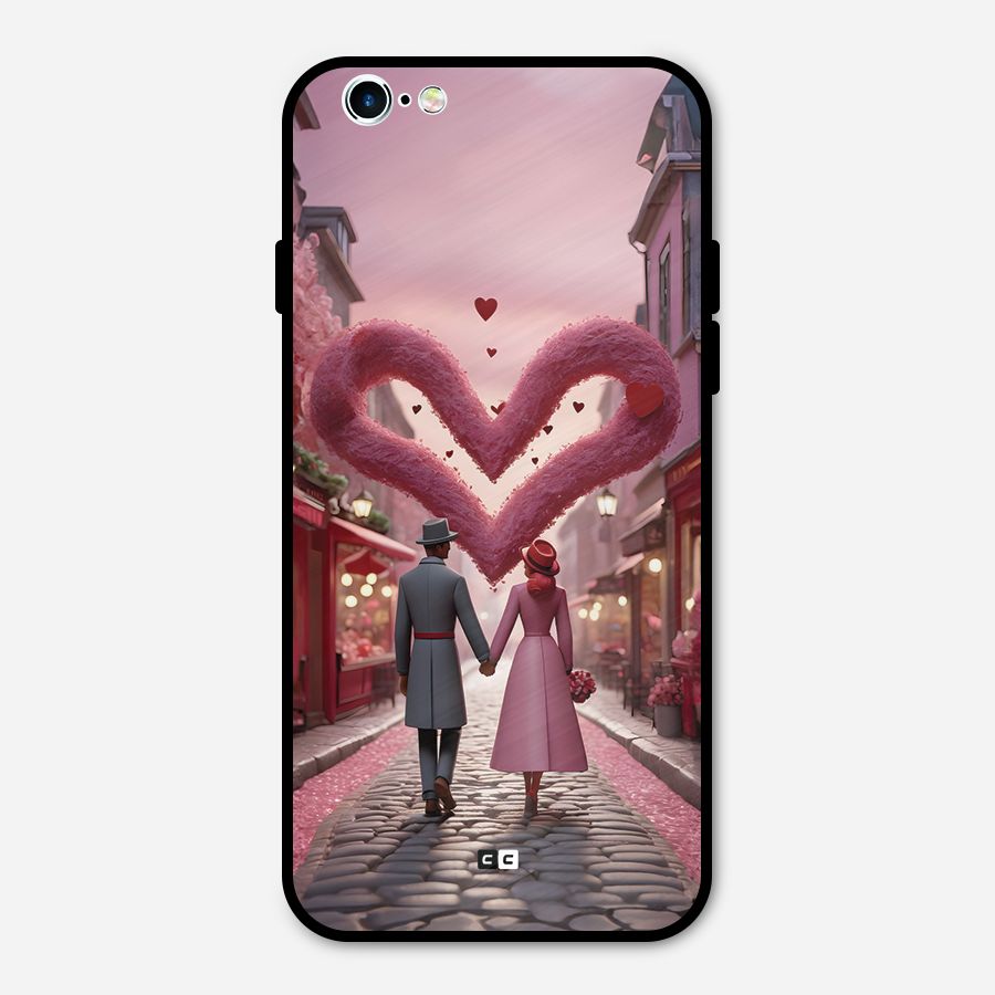 Valetines Couple Walking Metal Back Case for iPhone 6 6s