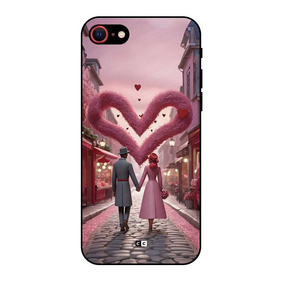 Valetines Couple Walking Metal Back Case for iPhone SE 2022