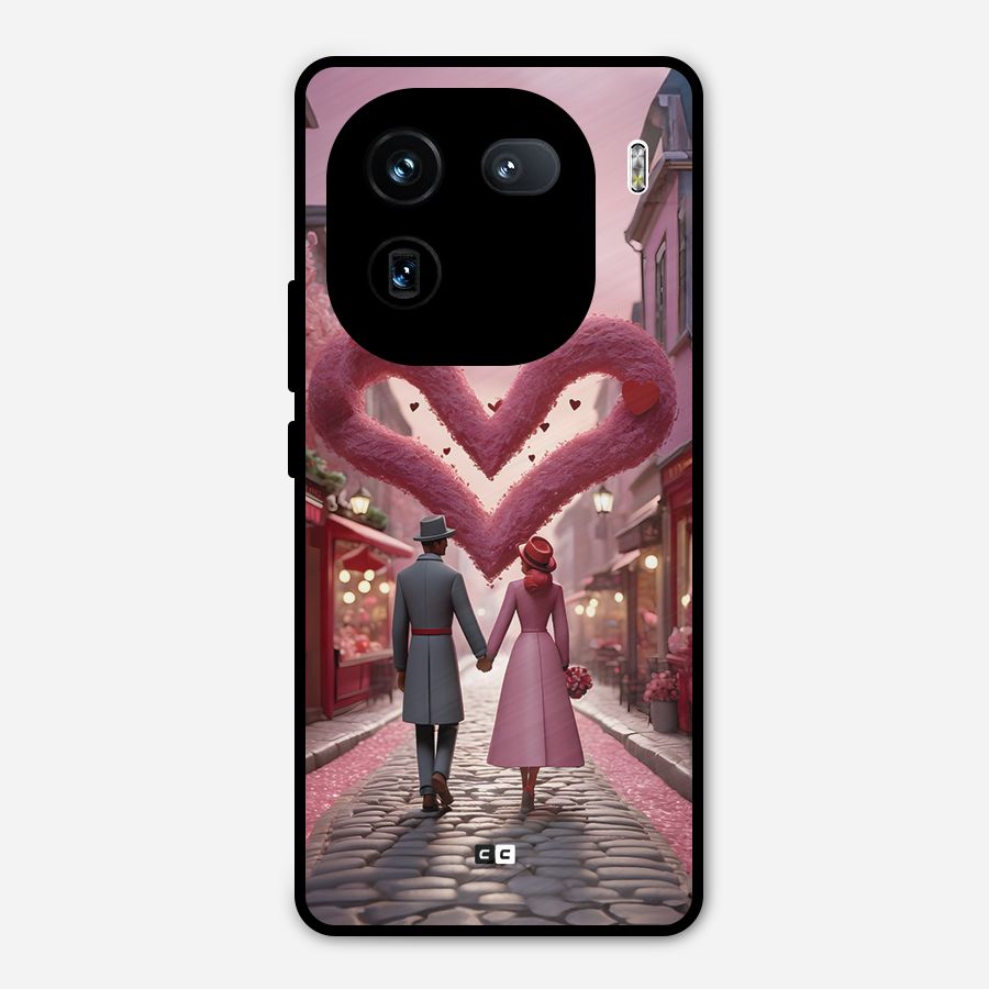 Valetines Couple Walking Metal Back Case for iQOO 12