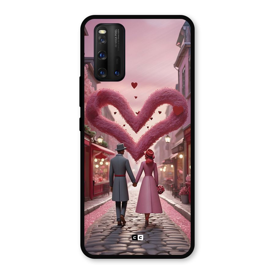 Valetines Couple Walking Metal Back Case for iQOO 3