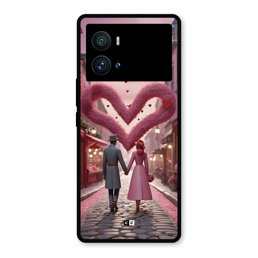Valetines Couple Walking Metal Back Case for iQOO 9 Pro