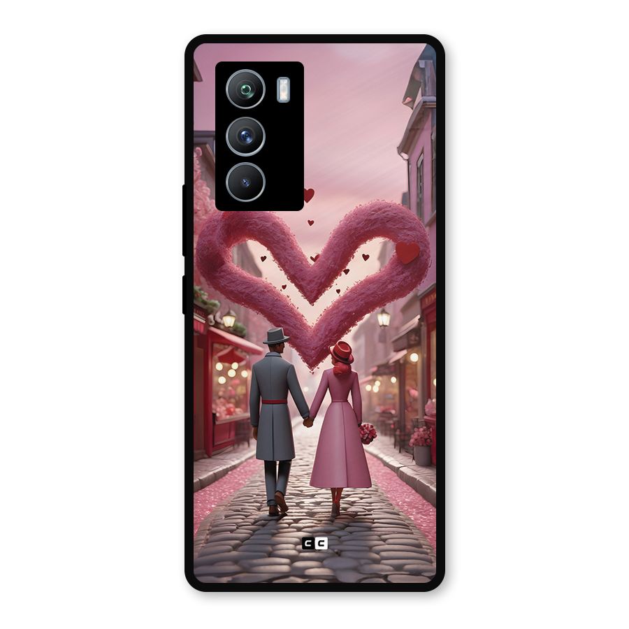 Valetines Couple Walking Metal Back Case for iQOO 9 SE