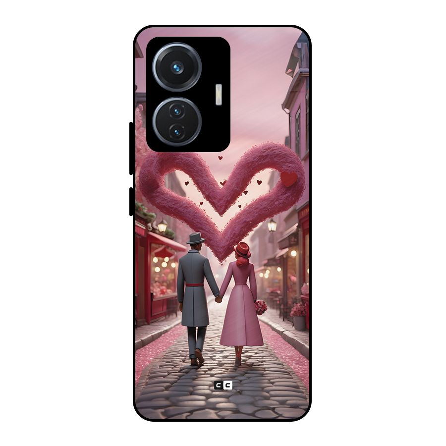 Valetines Couple Walking Metal Back Case for iQOO Z6 44W