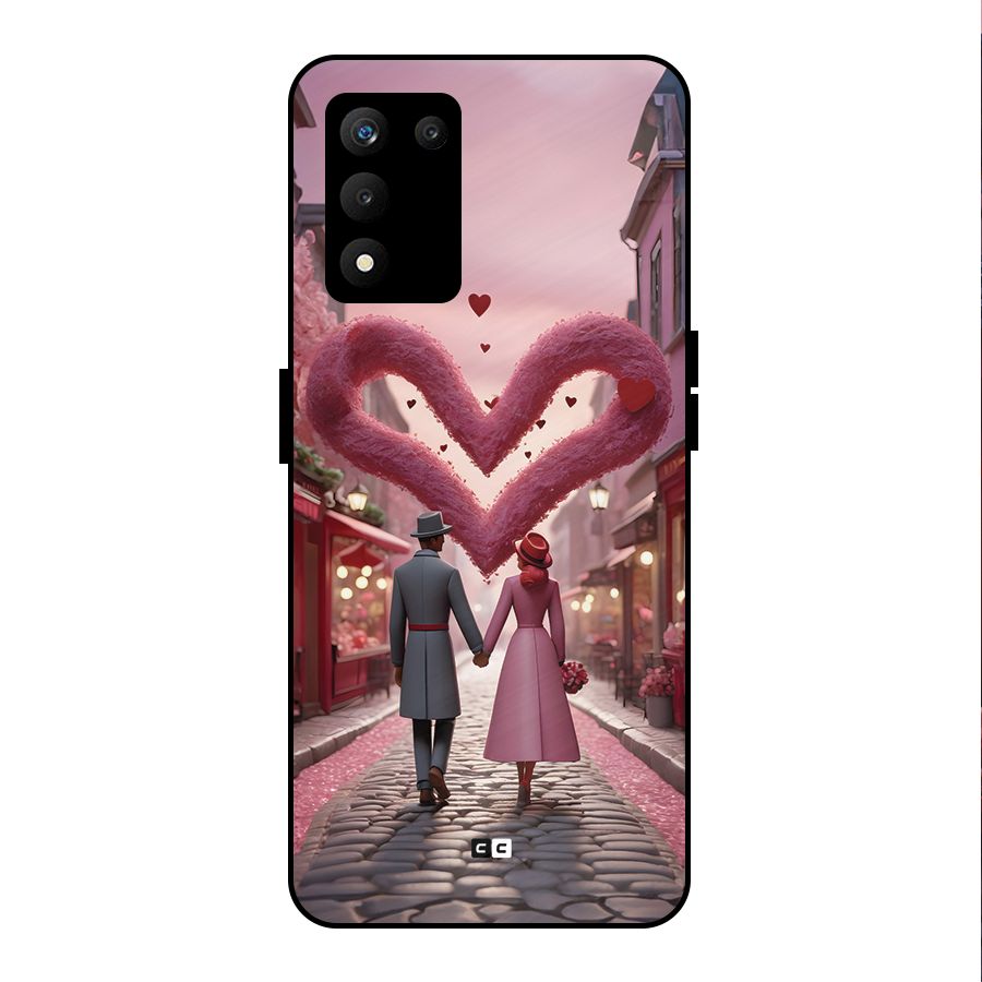 Valetines Couple Walking Metal Back Case for realme 9 5G SE