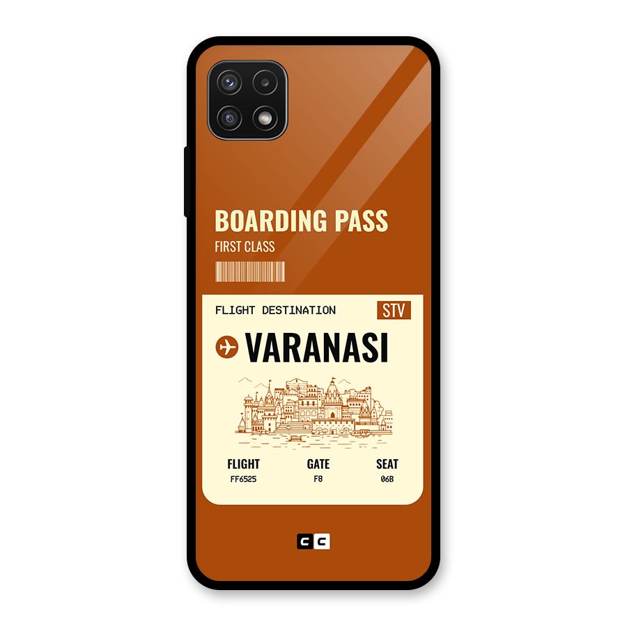 Varanasi Boarding Pass Glass Back Case for Galaxy A22 5G
