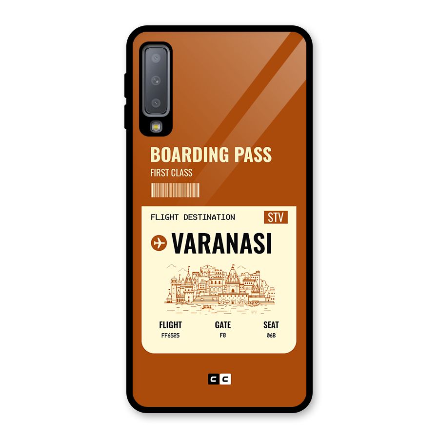 Varanasi Boarding Pass Glass Back Case for Galaxy A7 (2018)