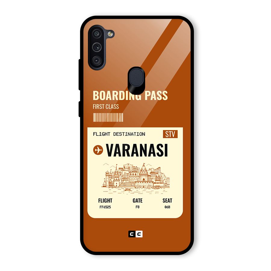 Varanasi Boarding Pass Glass Back Case for Galaxy M11
