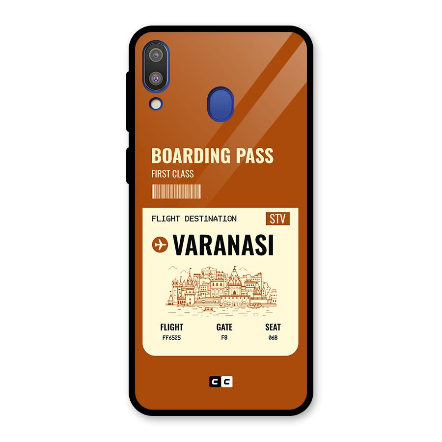 Varanasi Boarding Pass Glass Back Case for Galaxy M20