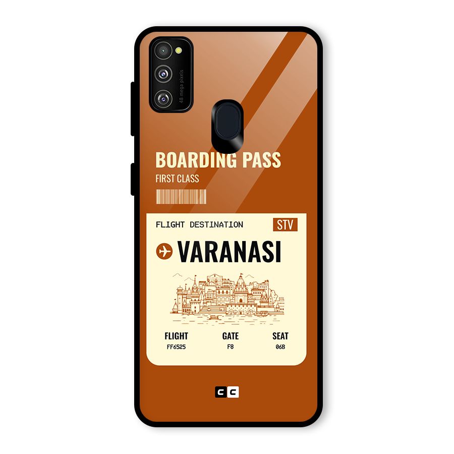 Varanasi Boarding Pass Glass Back Case for Galaxy M30s