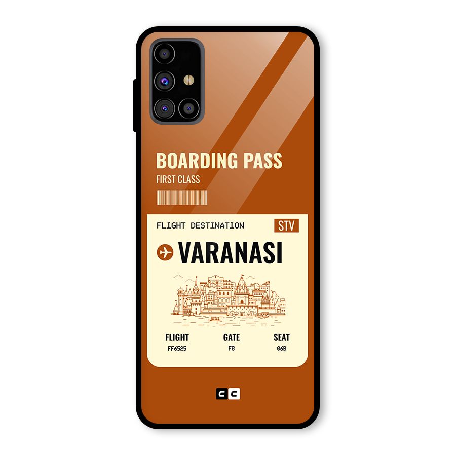 Varanasi Boarding Pass Glass Back Case for Galaxy M31s