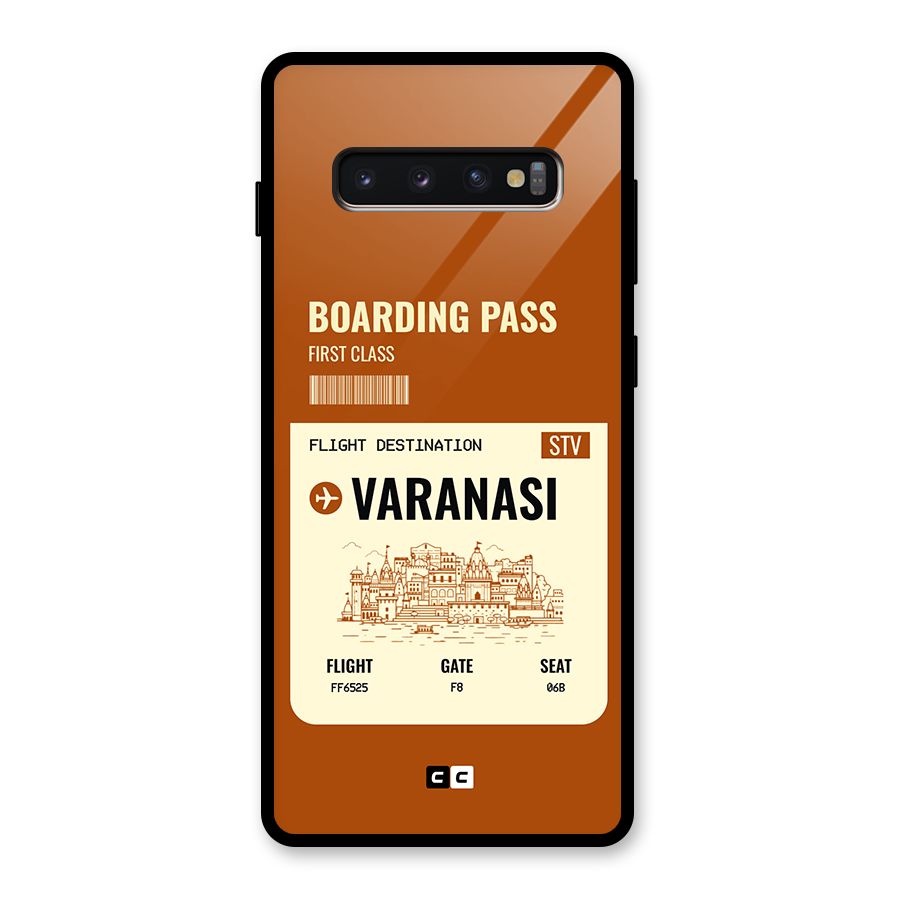 Varanasi Boarding Pass Glass Back Case for Galaxy S10 Plus