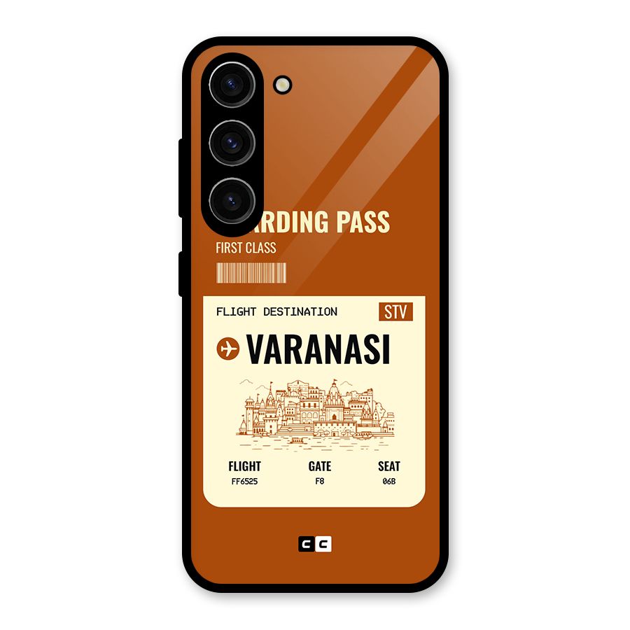 Varanasi Boarding Pass Glass Back Case for Galaxy S23