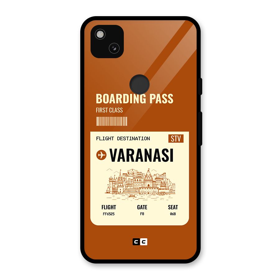 Varanasi Boarding Pass Glass Back Case for Google Pixel 4a