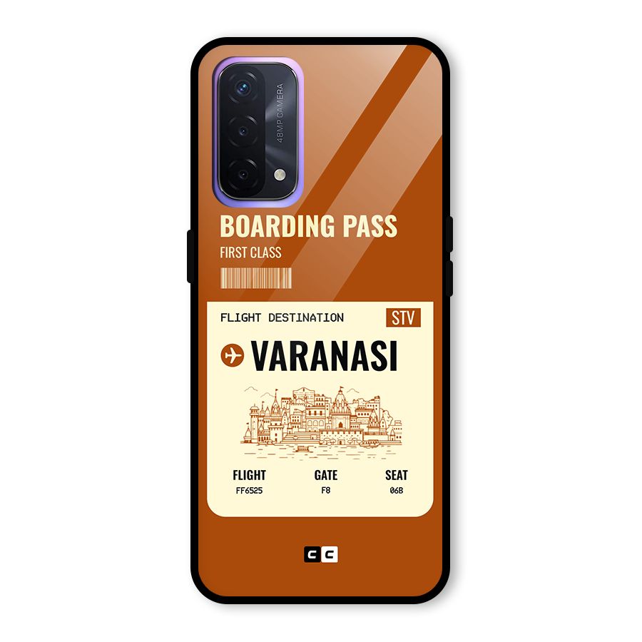 Varanasi Boarding Pass Glass Back Case for Oppo A74 5G