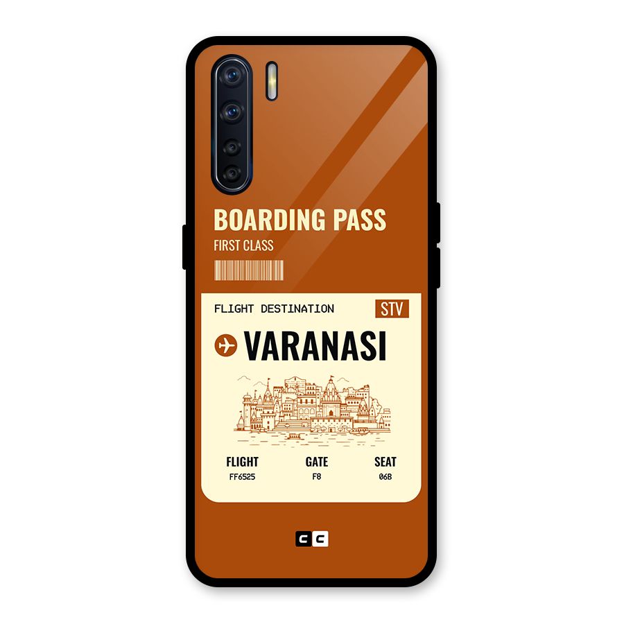 Varanasi Boarding Pass Glass Back Case for Oppo F15